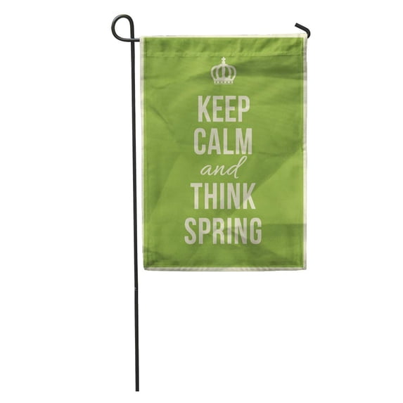 SIDONKU Green Keep Calm and Thing Spring on Colorful Crumpled Garden Flag Decorative Flag House Banner 12x18 inch