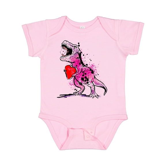 Inktastic Valentine's Day Graffiti T-Rex with Heart Shaped Candy Box Boys or Girls Baby Bodysuit