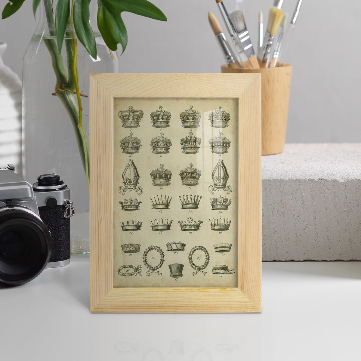 Heraldic Crowns & Coronets IV -Framed Print w/glass-Natural Wood