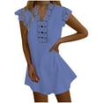 thumbnail image 2 of VKEKIEO Midi Dresses For Women Sun Dress V-Neck Sleeveless Solid Blue XL, 2 of 8