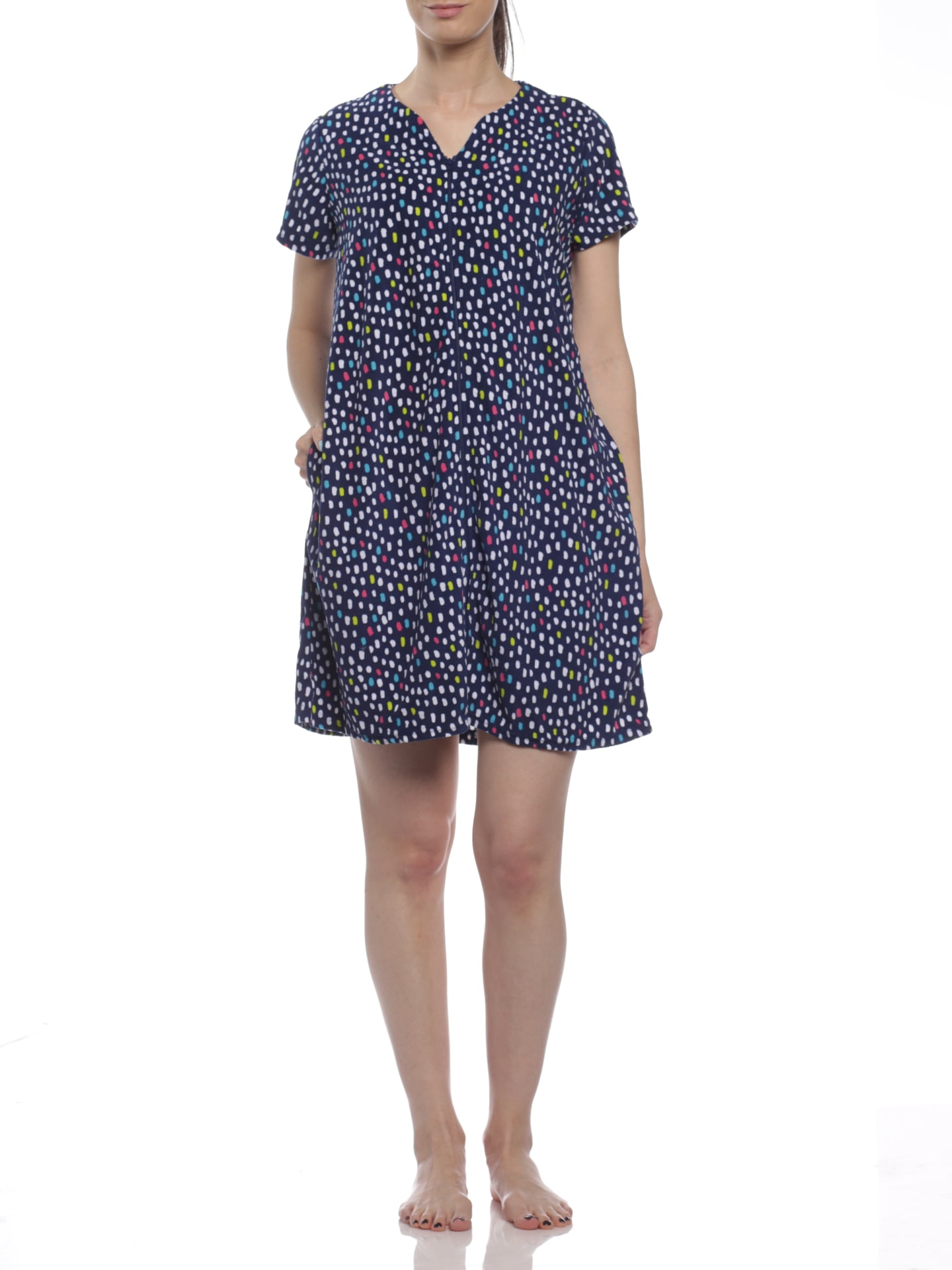 Rene Rofe Rene Rofe Women's Vintage Terry Zip Cover Up Plus Size, Navy, 2X