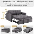 thumbnail image 5 of 3 in 1 Sleeper Sofa Bed,Velvet Convertible Sofa Bed Pull-Out Bed Couch With Side Pockets,55'' Loveseat Sleeper Sofa with Adjustable Backrest for Livingroom,Bedroom,Apartment and Small Space,Gark Gray, 5 of 7