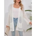 thumbnail image 3 of Women's Open-Front Long Sleeve Mesh Knit Cardigan with Pockets, 3 of 5
