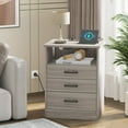thumbnail image 4 of Afuhokles Nightstand Set of 2, Bedside Table with Charging Station 3 Drawers for Bedroom, Gray, 4 of 9
