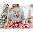 thumbnail image 3 of Reindeer Dog Sweater Shirt | Cute Holiday Puppy with Red Nose Graphic Sweatshirt, 3 of 5