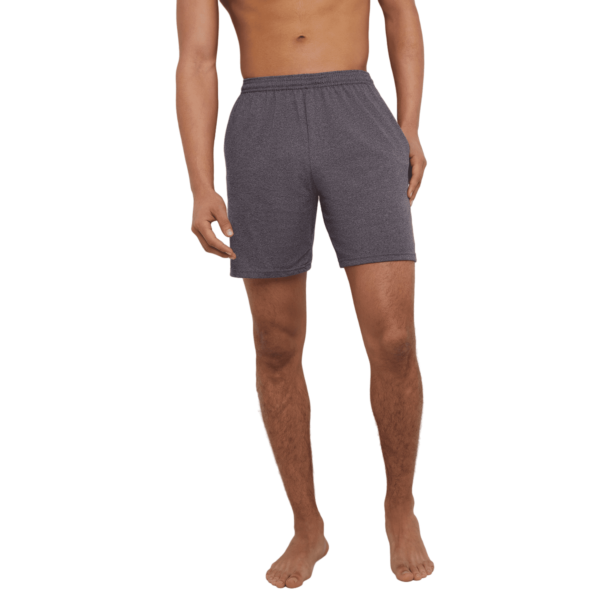 Hanes Essentials Mens Cotton 7.5 Shorts With Pockets S Charcoal Heather Walmart