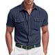 thumbnail image 1 of pstuiky Mangas cortas para hombre, Camisa informal de verano para hombre, de color liso, con botones, bolsillo y manga corta con solapa camisas casuales para hombre m, 1 of 8