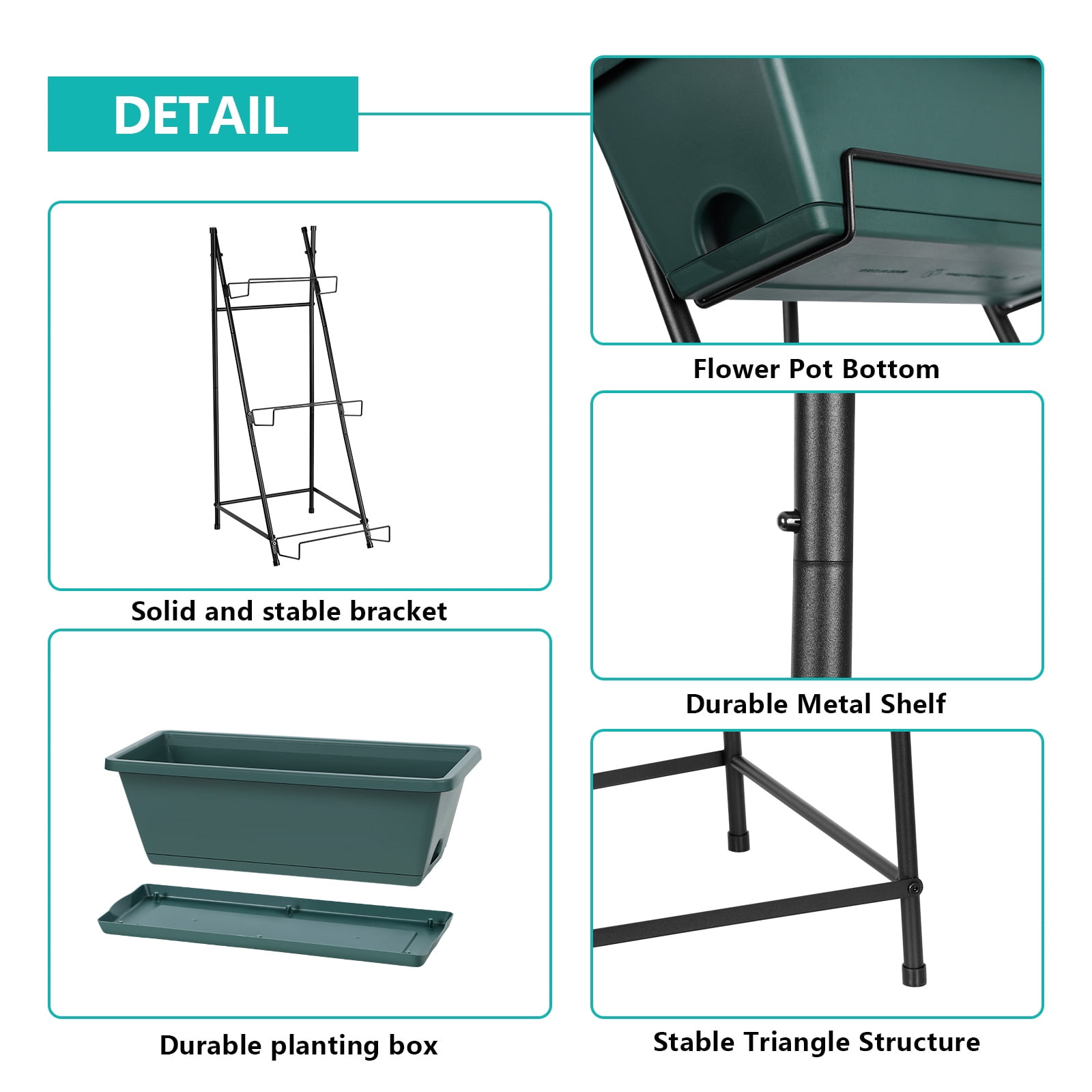 3-Tier Vertical Raised Garden Bed, Planter with Drainage Holes & Removable Tray for Patio, Balcony & Porch