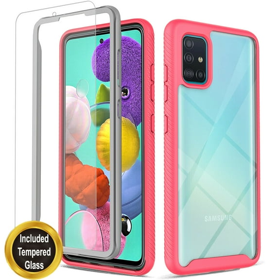 Samsung Galaxy S20 FE Case, With [Tempered Glass Screen Protector] Transparent Drop Proof Cover (Pink)