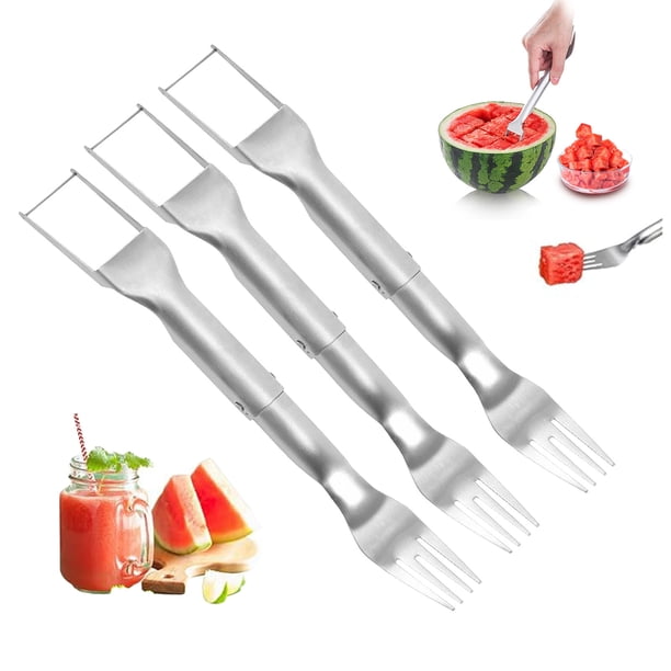 Xihbxyly Cortador de Sandía Plegable, Rebanador Multifuncional de Acero Inoxidable, Tenedor de Fruta de Fácil Agarre, Diseño Portátil para Picnics Al Aire Libre, Reuniones Familiares, Disfrute de Fru