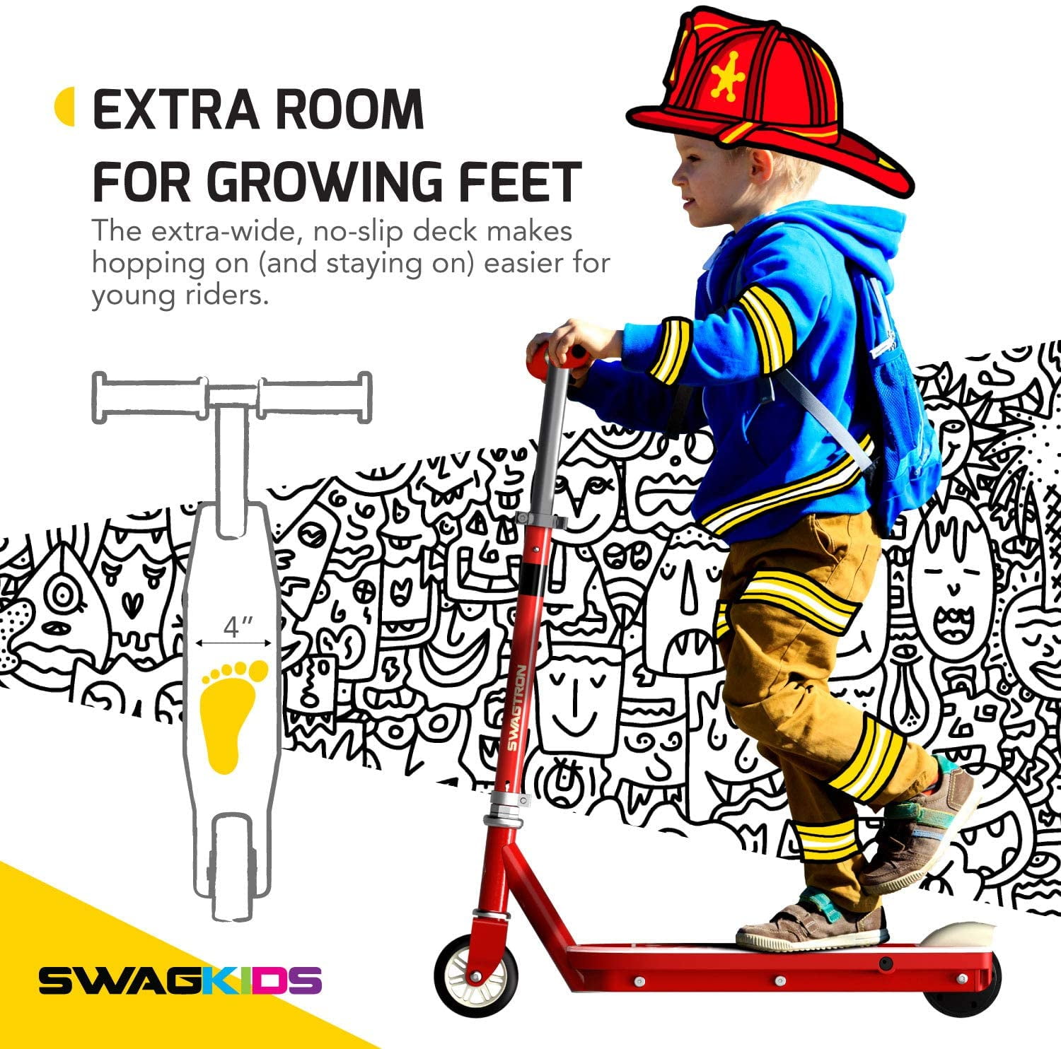 Swagtron SK1 Kick Start Kids Electric Scooter, 143 lb Weight Limit, Durable Steel Frame, 6.5 Mph, ASTM F2641