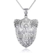 Gold Archangel Saint Michael Wings Sword & Shield Pendant Necklace (Available in Yellow/Rose/White Gold) (10K,White Gold,Pendant with 20" chain)