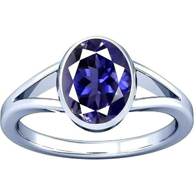 Divya Shakti 6.25-6.50 Carat Iolite Neeli Gemstone Silver Ring For Men & Women