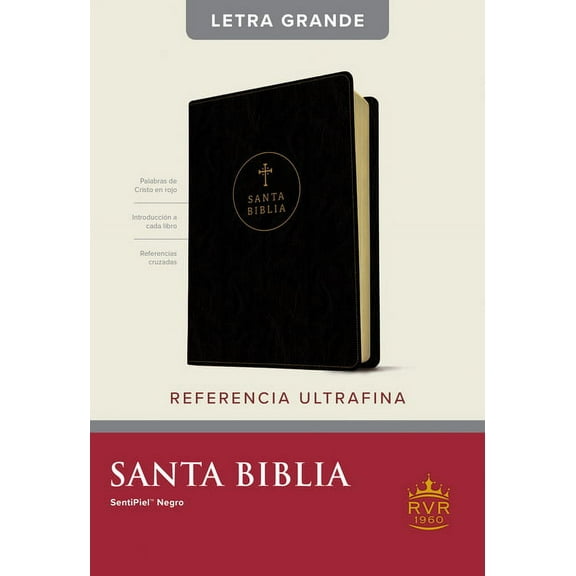 Santa Biblia RVR60, Edición de referencia ultrafina, letra grande (SentiPiel, Negro, Letra Roja) (Hardcover)