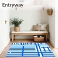 thumbnail image 3 of ODIKA 8'x10' Machine Washable Non-Slip Area Rug, Striped Checker Design Floor Accent with Classic Country Charm High Traffic Rug with Pad, Blue, 464606, 3 of 8