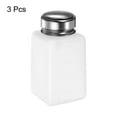 thumbnail image 3 of Dispensadores de alcohol solvente Uxcell de 3 piezas de 200 ml (6.8 oz) con bomba de dispensación de líquido de presión hacia abajo con tapa de acero inoxidable, blanca, 3 of 6