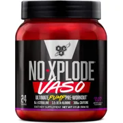 BSN N.O.-XPLODE Vaso Pre Workout Powder with 8g of L-Citrulline and 3.2g Beta-Alanine and Energy, Flavor: Grape Fury, 24 Servings
