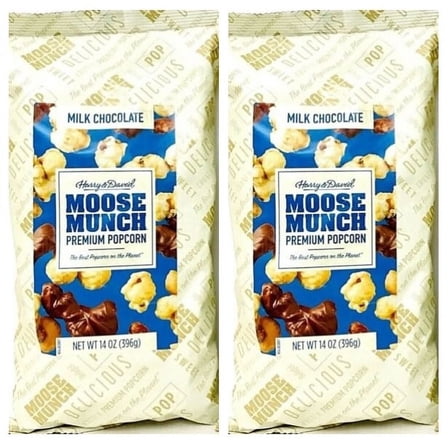 Harry and David Milk Chocolate Moose Munch Premium Popcorn 14 Ounce Bag (Pack of 2)