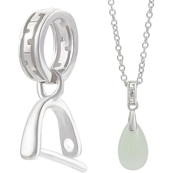 2Pcs 925 Sterling Silver Pendant Bail Connector Clasp Charms 0.55inch Pinch Clip Bail Clasp with Square Silver Polishing Cloth for Necklace Earring Pendant DIY Jewelry Craft Making Silver