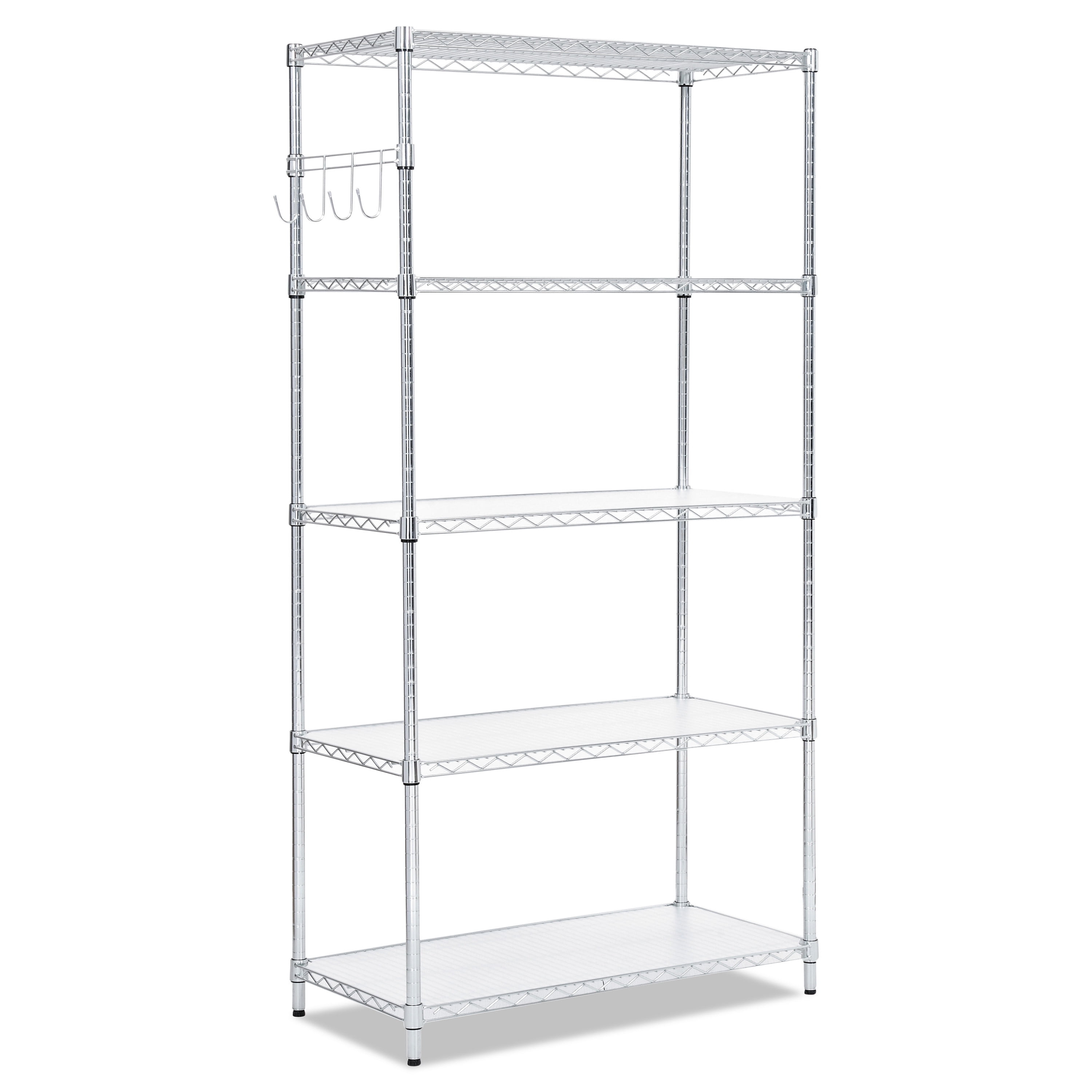 Alera 5-Shelf Wire Shelving Kit with Casters and Shelf Liners, 36w x 18d x 72h, Silver