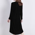 thumbnail image 7 of APEXFWDT Velvet Dress Womens Button Down T Shirt Shift Dresses Casual V Neck 3/4 Sleeve Tunic Tops Midi Dresses for Women XL,Black, 7 of 7