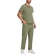 thumbnail image 4 of Penkiiy Scrubs Set para hombres, Classic V-Neck Stretch Top& Pantalones rectos Yoga Waistband 2XL Verde, 4 of 9