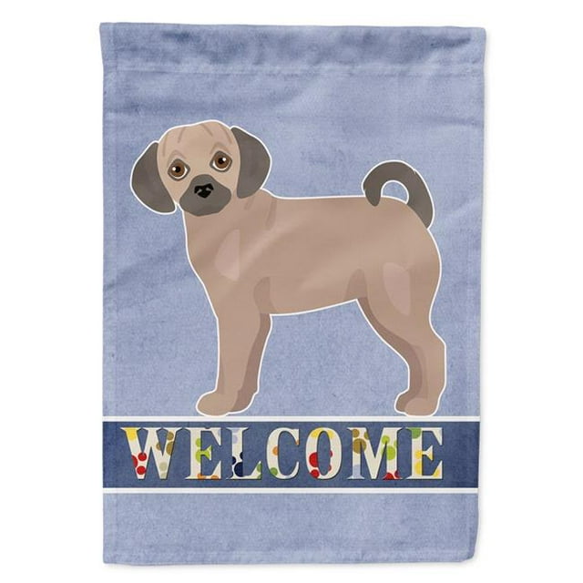 Carolines Treasures CK3770GF Fawn Puggle Welcome Garden Size Flag
