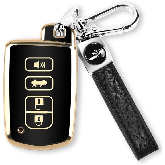 Key Fob Cover Compatible with Toyota Avalon Camry Corolla RAV4 Sequoia Highlander Tacoma Tundra 4Runner 4 Button Keychain Case Holder Protector,black