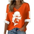 thumbnail image 2 of Craaazy T Shirts For Women Comfortable V-Neck Long Sleeve Dolphin Print Casual Blouse Gifts, 2 of 3