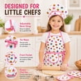 thumbnail image 4 of Rirool Kids Baking Set, 11-Piece White Cupcake Print Junior Chef Costume and Pretend Play Kit with Apron, Hat, Oven Mitt, Pot Holder, Whisk, Wooden Utensils and 4 Cookie Cutters, Ages 3-6, 4 of 8