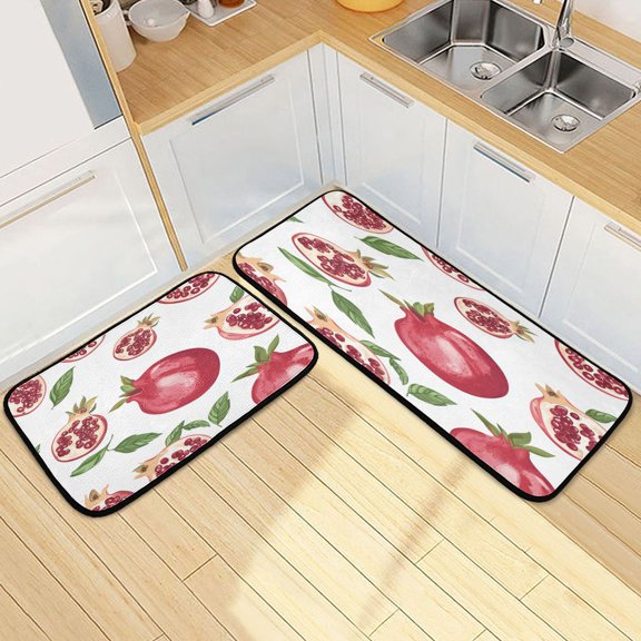 Kitchen Rugs and Mats【2 PCS】Non Skid Plump Pomegranate Creative Kitchen Mat
