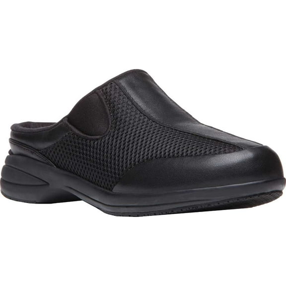 Propet Women's Washable Walker Slide Mule Sneakers Black Man-made Leather EVA Rubber 5 M