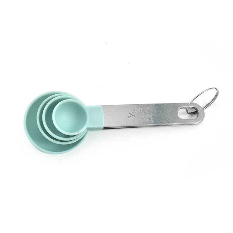 4pcs Plastic Measuring Spoon & Stainless Steel Handle Measuring