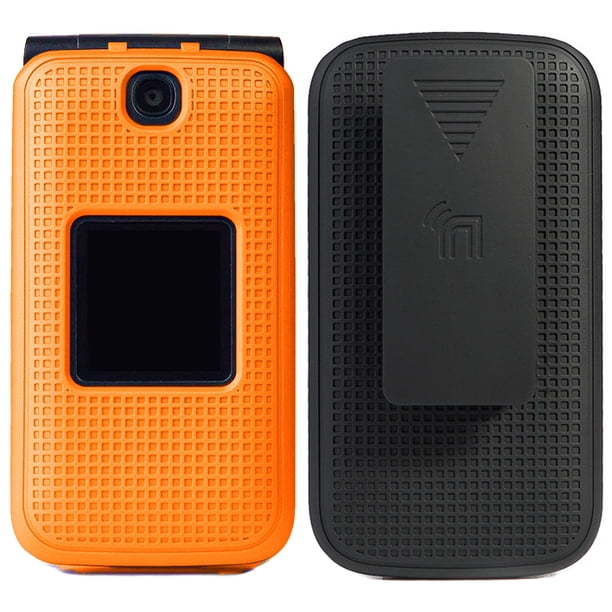 Case With Clip For Alcatel Go Flip V Bright Orange Cover With Rotating Ratchet Belt Hip Holster For Alcatel Go Flip Myflip 4g Quickflip At T Cingular Flip 2 05dl 4051s 4044 05