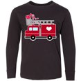 thumbnail image 3 of Inktastic Valentine's Day Red Firetruck with Pink Hearts Long Sleeve Youth T-Shirt, 3 of 5