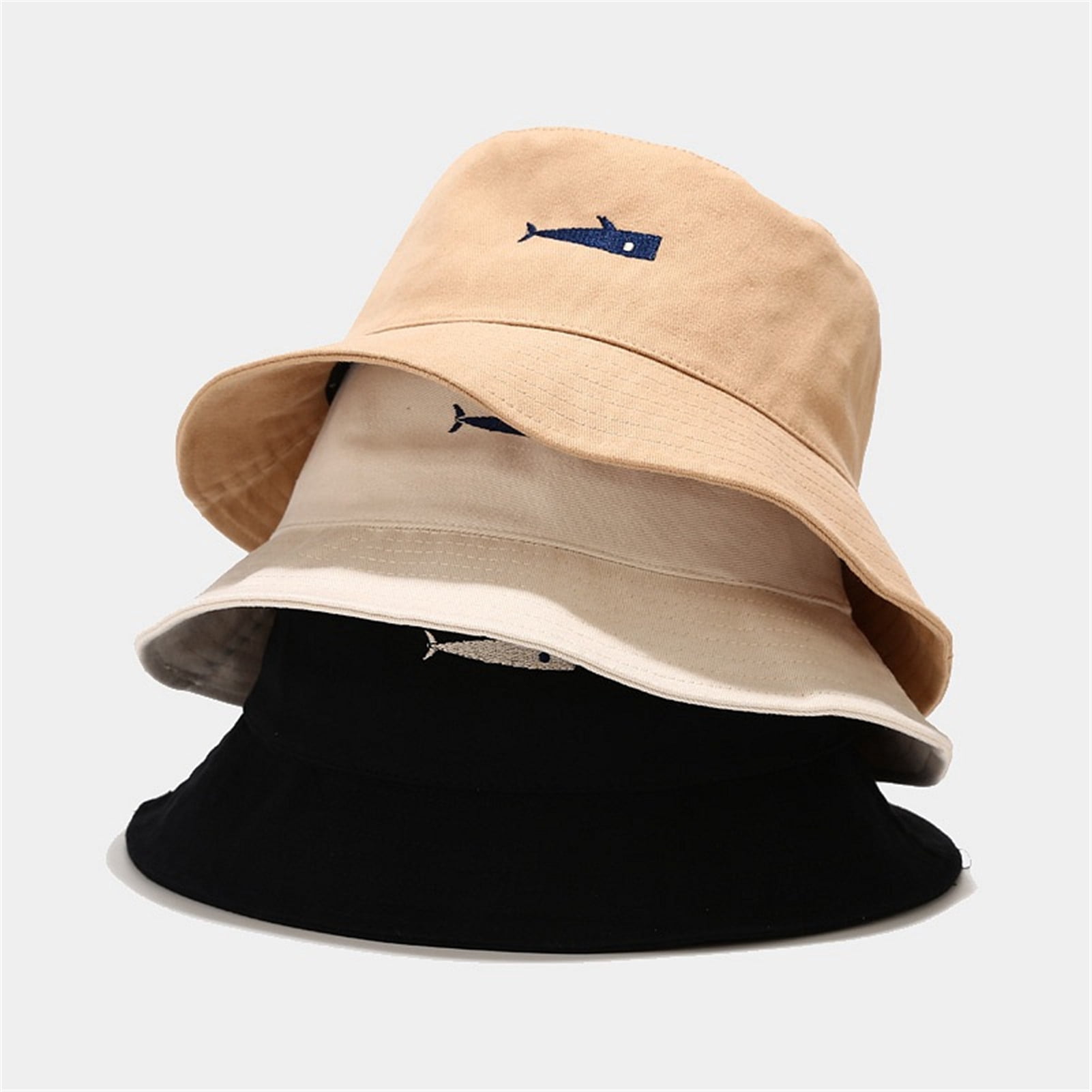 Aofa Simple Fish Embroidery Bucket Hat 