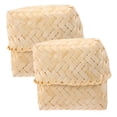 thumbnail image 3 of 2pcs Bamboo Chip Woven Baskets Bamboo Woven Basket Bamboo Storage Container, 3 of 8