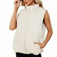 thumbnail image 1 of Chaleco Acolchado para Mujer, Abrigos de Abrigo, Chaquetas y Abrigos con Bolsillos. Albaricoque M, 1 of 8