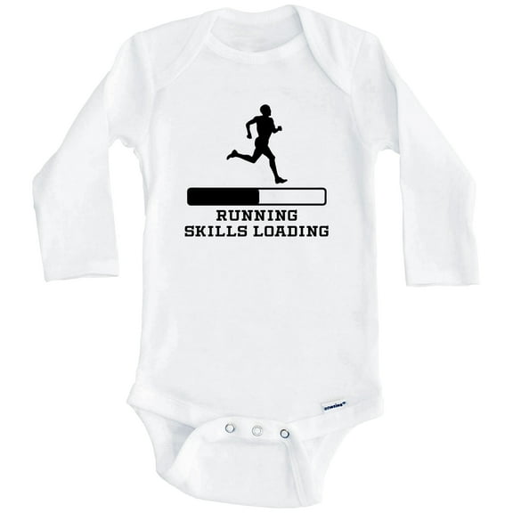 Running Skills Loading Funny Runner Humor One Piece Baby Bodysuit (Long Sleeve), 0-3 Months White
