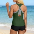 thumbnail image 4 of qucoqpe 3 Piece Tankini Swimsuits for Women Fashion Striped Print Modest Bathing Suits with Shorts Vacation Beach Loose Fit Swimwear, 4 of 6