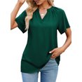 thumbnail image 2 of Fancyglim Womens Tunic Tops Short Sleeve Trendy Summer Blouse Green XXL, 2 of 6
