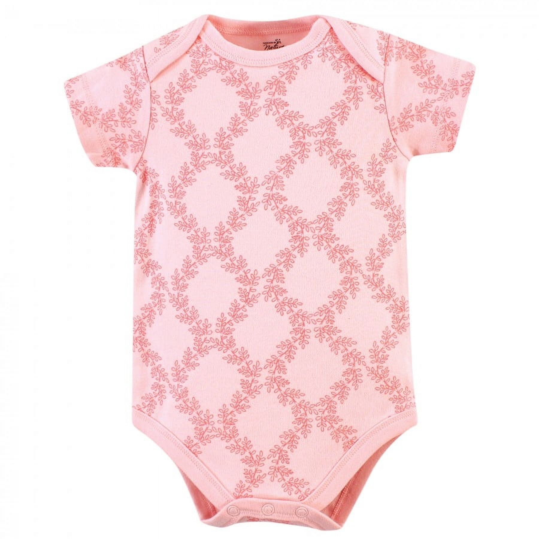 Touched by Nature Baby Girl Organic Cotton Bodysuits 5pk, Butterflies, 9-12 Months