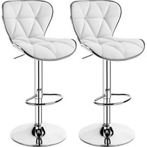 YEXJ Bar Stools Set of 2, Island Chairs Shell Back, PU Leather Adjustable Barstools, Swivel Bar Chairs with Footrest for Home Kitchen, White