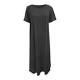 thumbnail image 5 of Jane Wardrobe Women’S Round Neck Short Sleeve Knit Midi Dress, Back Split Loose Fit Casual Nightgown, Soft Polyester Summer Home Wear Sleepwear Loungewear, 1 Piece, Sizes S Through XXL, 5 of 6