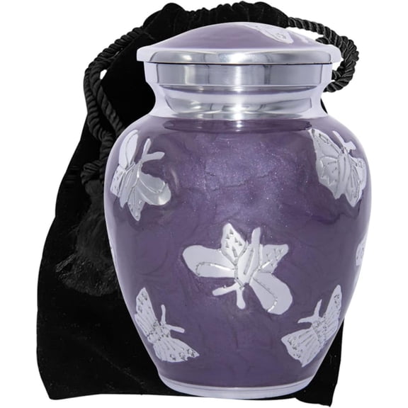 Purple Butterfly Medium Cremation Urn for Human, Pets, Infants
