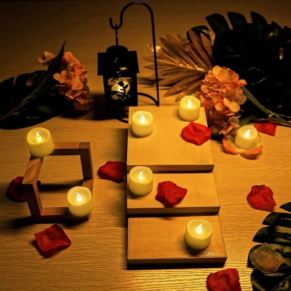 24 pcs Flameless Tea Lights Candles, Longer Time Battery Operated LED Votive Candles, Flickering Tealights with Warm White Light for Wedding, Valentine's Day