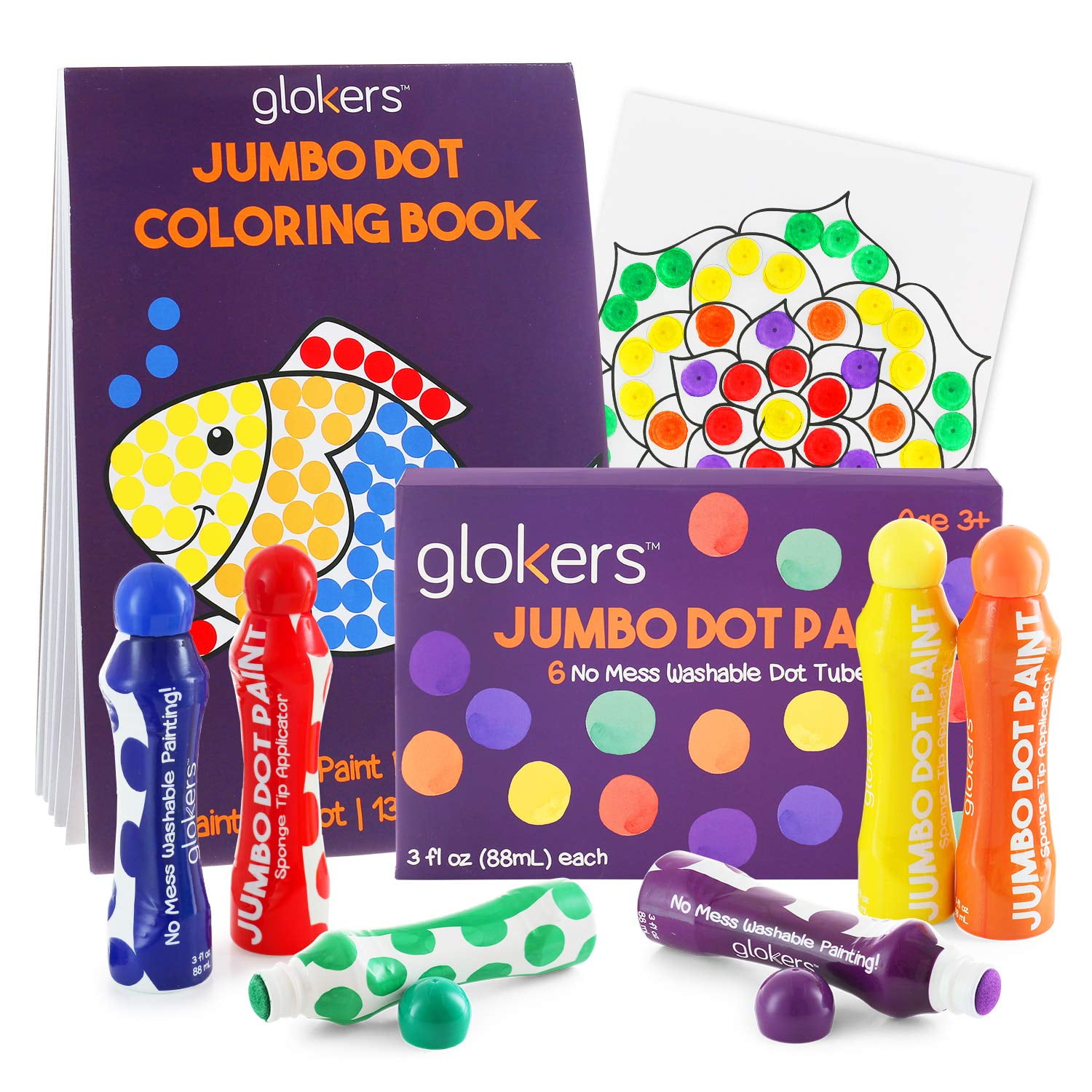Glokers Jumbo Washable Dot Paint Markers for Kids - No Mess Preschool Daub  Tubes - Children Easy-Grip Art Dobber Dabbers - Great for Bingo Stamps and