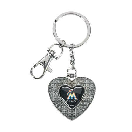 Marlin Tag - Miami Marlins Glitter Stone Heart Key Chain