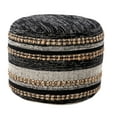 thumbnail image 6 of LR Home Round Black/Gray Striped Cotton and Jute Pouf Ottoman, 14" H x 18" W, 6 of 7