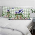 thumbnail image 3 of Spring Easter Pillow Covers, Linen Long Throw Pillow Case, Purple Floral Summer Botanical Green Plaid Holiday Pillow Protector Decorative Cushion Cover for Living Room/Bedroom 16" x 24", 3 of 8